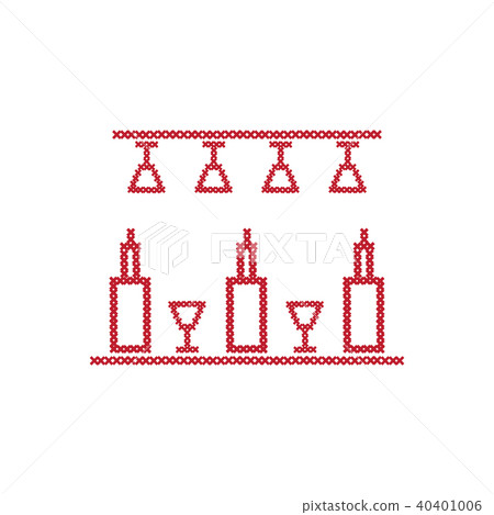 Cute vector illustration cross embroidery of bar Cute vector illustration cross embroidery of bar 40401006