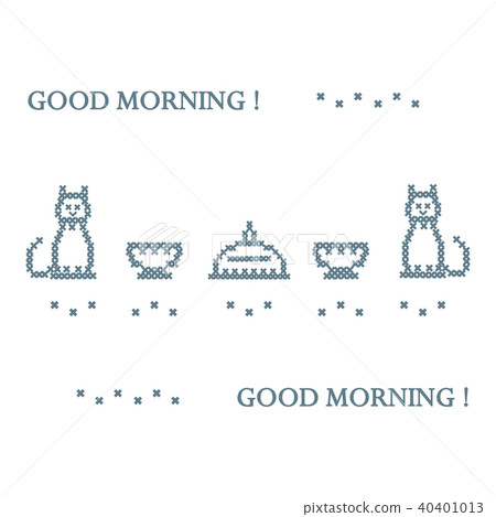 Cute vector illustration cross embroidery of dish 40401013