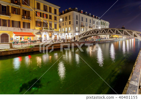 Milan. Canal Naviglio Grande at sunset. Milan. Canal Naviglio Grande at sunset. 40401155