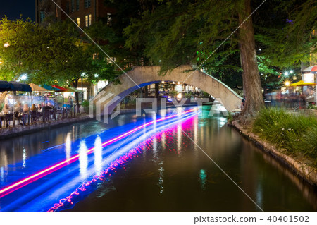 Historic San Antonio River Walk at Night 40401502