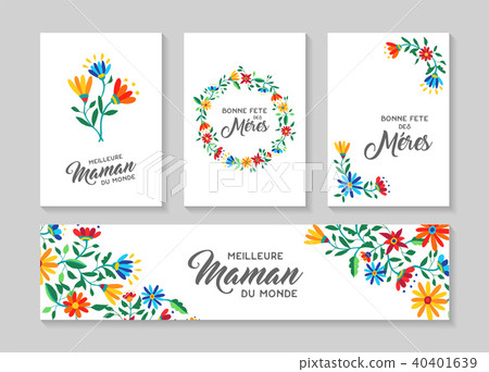 Happy Mother day french floral card and label set Happy Mother day french floral card and label set 40401639