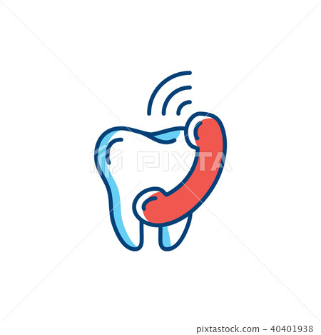 Dental care thin line icon, Tooth and phone handset icons. Vector illustration 40401938