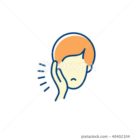 Toothache icon, Dental pain sign. Man with toothache jaw pain, Vector flat illustration Toothache icon, Dental pain sign. Man with toothache jaw pain, Vector flat illustration 40402104