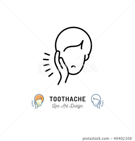 Toothache icon, Dental pain sign. Man with toothache jaw pain, Dental diseases. Vector flat Toothache icon, Dental pain sign. Man with toothache jaw pain, Dental diseases. Vector flat 40402108
