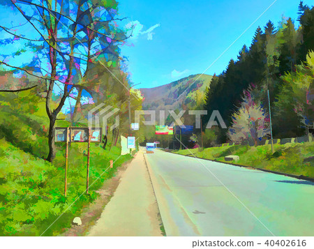 Road in Yaremche Road in Yaremche 40402616