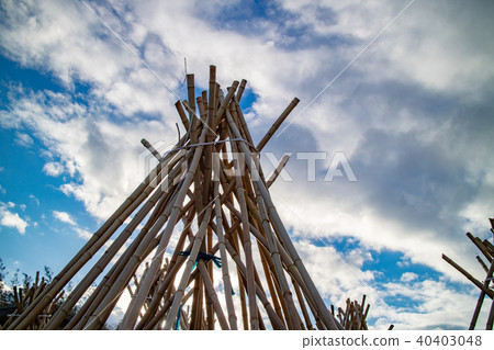 Photographed the situation that the bamboo which becomes raw material of tea of Takayama district of Ikoma-shi, Nara is sun-dried Photographed the situation that the bamboo which becomes raw material of tea of Takayama district of Ikoma-shi, Nara is sun-dried 40403048