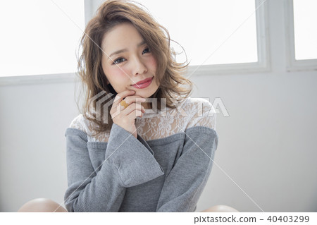 Curly hair Bob style woman Curly hair Bob style woman 40403299