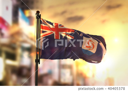 Anguilla Flag Against City Blurred Background Anguilla Flag Against City Blurred Background 40405378