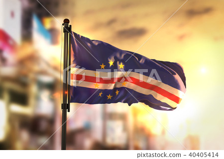 Cape Verde Flag Against City Blurred Background  40405414