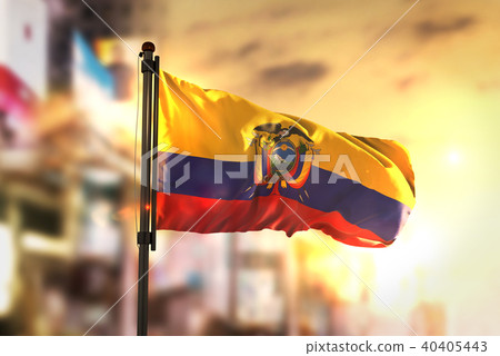 Ecuador Flag Against City Blurred Background Ecuador Flag Against City Blurred Background 40405443