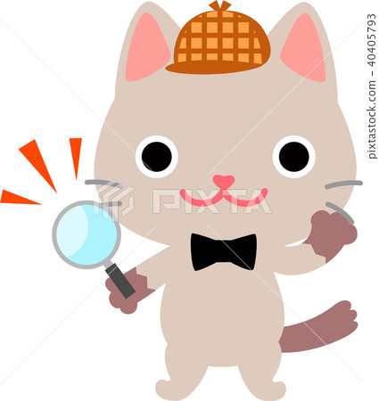 Cat holding a magnifying glass 40405793