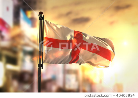 England Flag Against City Blurred Background 40405954