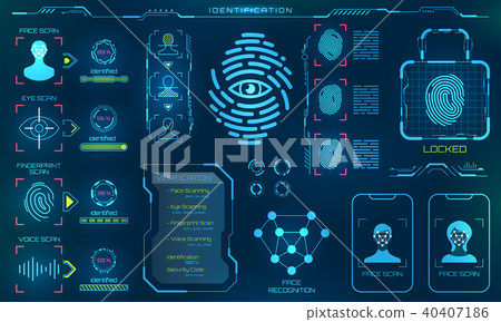 Biometric Identification or Recognition System of Person, Line Icons of Identity Verification Sign Biometric Identification or Recognition System of Person, Line Icons of Identity Verification Sign 40407186