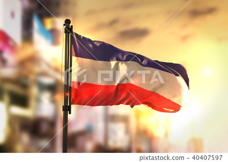 Los Altos Flag Against City Blurred Background Los Altos Flag Against City Blurred Background 40407597