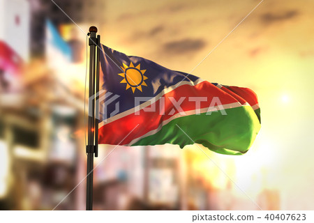 Namibia Flag Against City Blurred Background Namibia Flag Against City Blurred Background 40407623