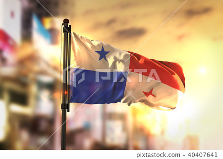 Panama Flag Against City Blurred Background 40407641