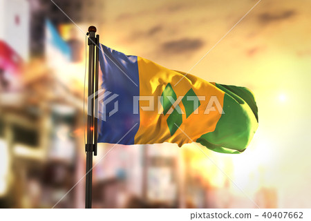 Saint Vincent and the Grenadines Flag Against 40407662