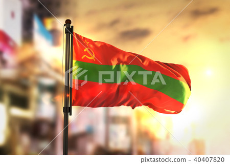 Transnistria Flag Against City Blurred Background 40407820