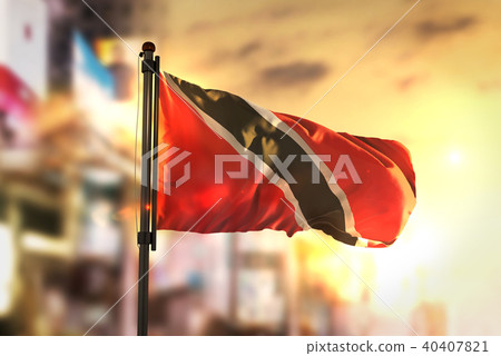 Trinidad and Tobago Flag Against City Blurred Trinidad and Tobago Flag Against City Blurred 40407821