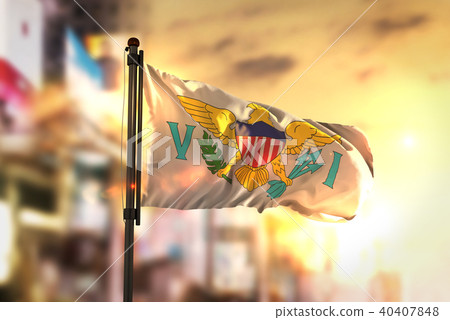 United States Virgin Islands Flag Against City 40407848