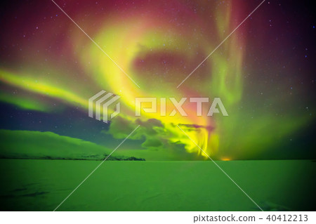 Beautiful aurora borealis in Iceland, shot in early winter period Beautiful aurora borealis in Iceland, shot in early winter period 40412213