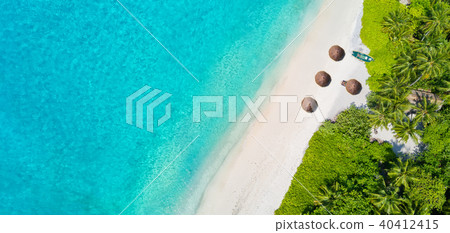 Aerial photo of tropical Maldives beach on island Aerial photo of tropical Maldives beach on island 40412415