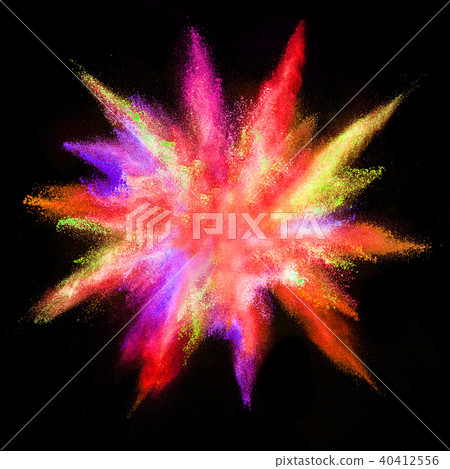 Explosion of colored powder on black background 40412556