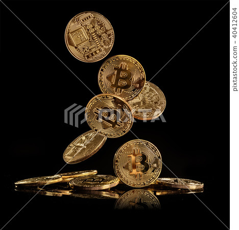 Bitcoins, cryptocurrecny of future. Isolated on black background Bitcoins, cryptocurrecny of future. Isolated on black background 40412604