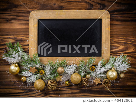 Christmas decoration with empty blackboard Christmas decoration with empty blackboard 40412801