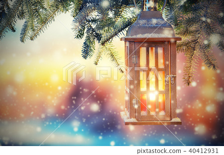 Christmas lantern in sunset light Christmas lantern in sunset light 40412931
