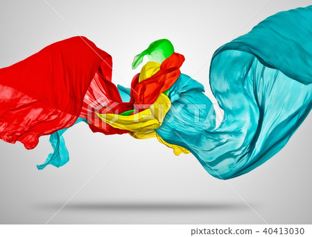 Smooth elegant colored cloth on grey background 40413030