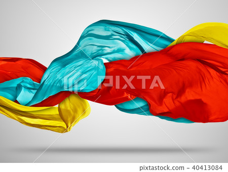 Smooth elegant colored cloth on grey background 40413084