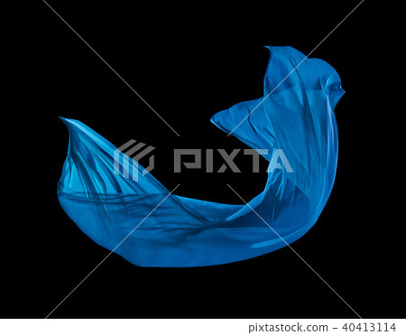 Smooth elegant blue cloth on black background 40413114