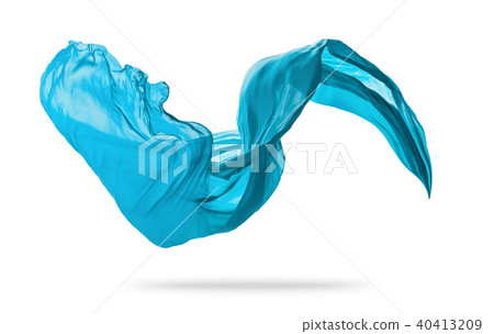 Smooth elegant blue cloth on white background 40413209