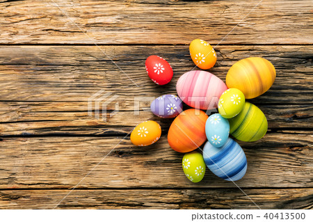 Easter eggs on wooden background Easter eggs on wooden background 40413500