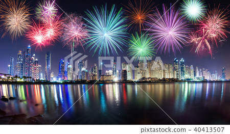 New Year fireworks show in Dubai, UAE New Year fireworks show in Dubai, UAE 40413507