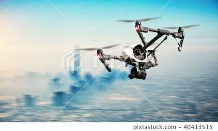 Drone flying above Dubai city 40413515