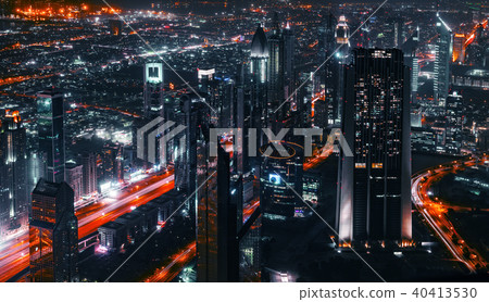 Aerial vief of Sheikh Zayed Road in Dubai Aerial vief of Sheikh Zayed Road in Dubai 40413530