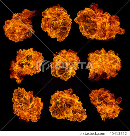 Fire flames collection on black background Fire flames collection on black background 40413832
