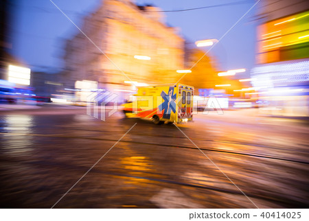 Ambulance on Emergency at city, blur motion 40414025