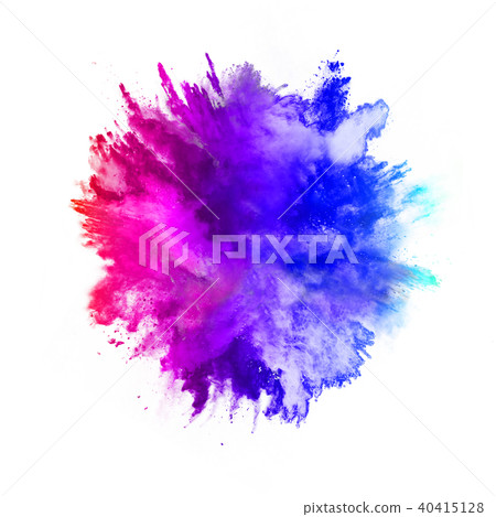Explosion of colored powder on white background 40415128
