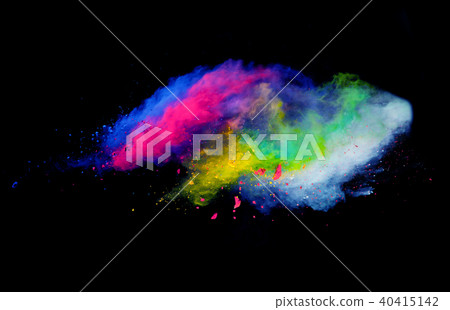 Explosion of colored powder on black background Explosion of colored powder on black background 40415142