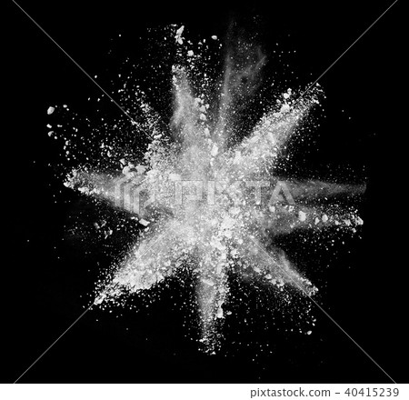 Explosion of white powder on black background Explosion of white powder on black background 40415239