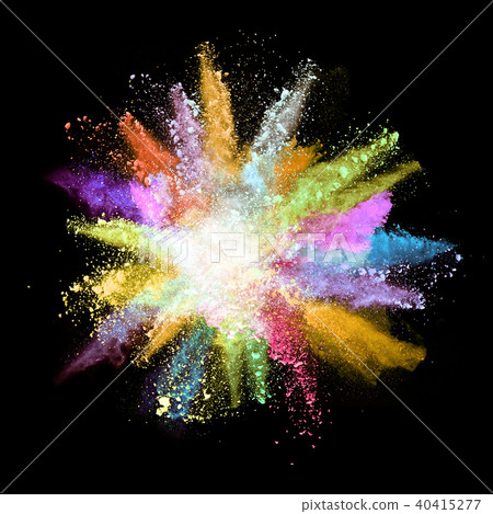 Explosion of colored powder on black background 40415277