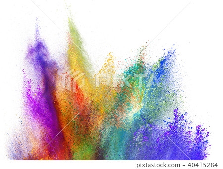Explosion of colored powder on white background Explosion of colored powder on white background 40415284