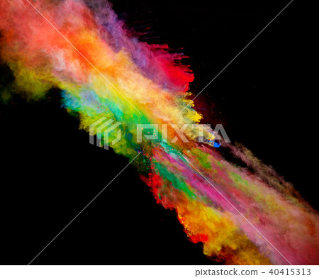 Explosion of colored powder on black background 40415313