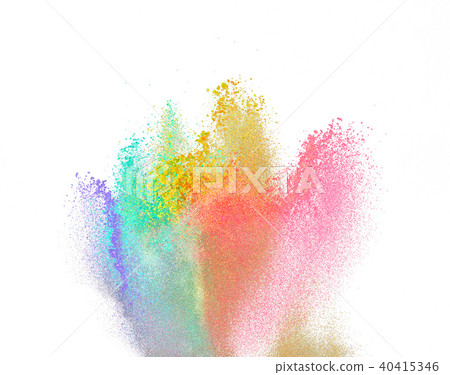 Explosion of colored powder on white background 40415346
