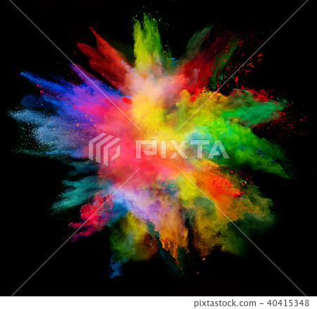 Explosion of colored powder on black background 40415348
