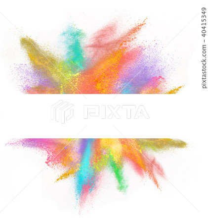 Explosion of colored powder on white background 40415349