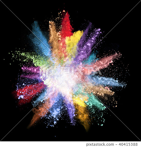 Explosion of colored powder on black background 40415388